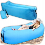 LAZY BAG NADMUCHIWANA SOFA NA PLAŻĘ FOTEL LEŻAK MATERAC 200KG 190 x 70 NIEB