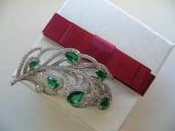 BROSZKA PIÓRO PIÓRKO CYRKONIE + PUDEŁKO PREZENTOWE