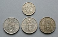 WIELKA BRYTANIA 6 PENSÓW 1955, 1 SZYLING 1954-1956 ZESTAW 4 SZT.