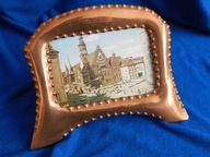 Stara miedziana metalowa ramka na fotografię podp