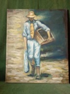 Powrót z połowu - duży obraz olejny ręcznie malowany na płótnie