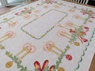 LNIANY ŚWIĄTECZNY OBRUS BOMBKI ŚWIECE 130 x 160