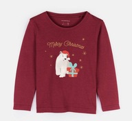 Świąteczna bluzka dziecięca Merry Christmas miś bordowa 110 (5 lat)