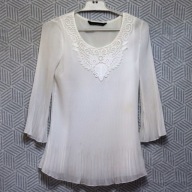 David Emanuel plisowana bluzka ozdobny dekolt rozmiar L