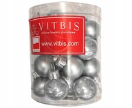 Bombki SREBRNE MAT + POŁYSK Chrom SZKLANE na choinkę do stroika 3 cm 24 szt