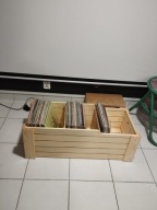 Skrzynka na winyle duża 170 płyt potrójna z przegrodami drewno sosnowe