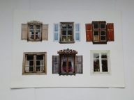 Okna i okiennice z różnych skansenów - pocztówka