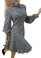 h_&_m SUKIENKA czarno-biała rozkloszowana guziki kołnierzyk RETRO pin up S