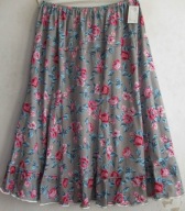 Spódnica z bawełnianej dzianiny karczek kliny szeroki dół maxi r 50/58