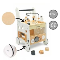 Pchacz drewniany Sensico 6w1 z tablicą edukacyjną biały 12m+