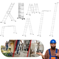 DRABINA ALUMINIOWA SKŁADANA ROZKŁADANA 4X3 PRZEGUBOWA DUŻA WYSOKA 150KG