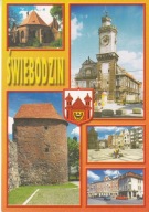 ŚWIEBODZIN - KOŚCIÓŁ - RATUSZ - MURY MIEJSKIE - UL. GŁOGOWSKA - HERB