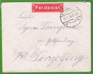 I WOJ.ŚWIATOWA.FELDPOST -POCZTA POLOWA.LIST Z FRONTU.STEMPLE WOJSKOWE