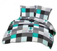Pościel kora lux 140x200 + 1x50x60 zamek K 282 Ala patchwork turkus