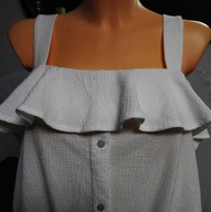 L795_BIAŁA BLUZKA DAMSKA NA RAMIĄCZKA/WIĄZANA 46/48