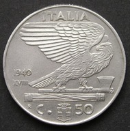 Włochy 50 centisimi 1940 - król Wiktor Emanuel III