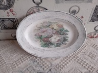 CERAMICZNA MALOWANA OZDOBNA PATERA TALERZ TACA SHABBY CHIC