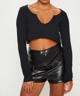 PrettyLittleThing czarny prążkowany top XL 42 basic trend