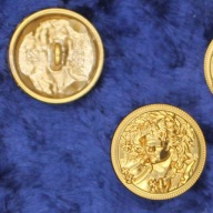 stare złoto portret panna ślepa sprawiedliwość guzik modny fashion 20mm