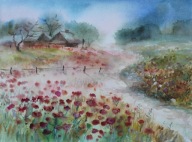 Łąka droga Akwarela Sabina Salamon 30 40
