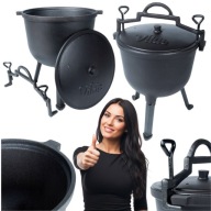 KOCIOŁEK ŻELIWNY MYŚLIWSKI 10L EMALIOWANY TRÓJNÓG NA GRILLA DO OGNISKA