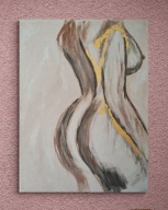 Obraz na płótnie malowany akrylami Kobieta naga Nowoczesna abstrakcja 50x40