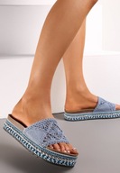 Niebieskie Ażurowe Klapki na Platformie R 40