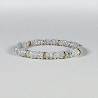 BRANSOLETKA Z KAMIENI,KRYSZTAŁ LODOWY,NA GUMCE