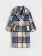 Reserved płaszcz wełniany zimowy długi boyfriend krata kraciasty wełna M/L