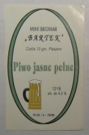 STARA ETYKIETA PIWO JASNE PEŁNE MINI BROWAR BARTEK CIEŚLE GMINA PLESZEW