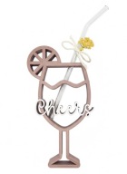 DEKORACYJNY KIELISZEK 3D ,,Cheers'' + rurka szklana wielorazowa