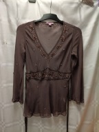 MONSOON Bluzka obszyta koralikami JEDWAB roz 42 jak NOWA