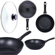 PATELNIA WOK Z POWŁOKĄ CERAMICZNA INDUKCJA Z POKRYWKĄ 28 CM SOLIDNA