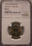 ROSJA - CZERWONA KSIĘGA - 50 rubli 1993 DELFIN CZARNOMORSKI MS 65 NGC