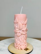 Świeczka sojowa bezzapachowa wolnostojąca lilie. Podstawka gratis