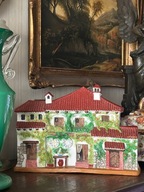 SYGNOWANY HISZPAŃSKI CERAMICZNY OBRAZEK DOMEK WILLA DEKORACJA ZAWIESZKA