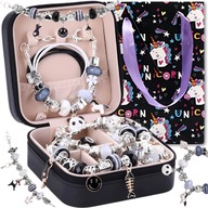 DUŻY ZESTAW DO ROBIENIA BRANSOLETEK I NASZYJNIKÓW CHARMS SZKATUŁKA KORALIKI