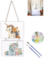 Malowanie po numerach Zestaw DIY z farbkami 12,7x17,5cm Jednorożec 2szt