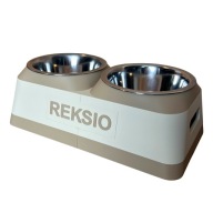 Podwójna miska dla psa / kota z imieniem 3D / personalizowana - M - krem