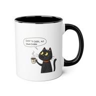 KUBEK DO PRACY NA KAWĘ KOT KSIĄŻKI KOTY KAWA CZARNY SZEF IDIOTA BLACK