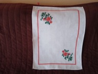 Sliczna lniana makatka ( ściereczka ) z okresu PRL - 62cmx46cm !!