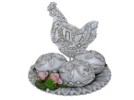 KURA TALERZ 3 JAJKA świąteczny zestaw dekoracja rękodzieło