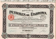 Francja – akcja 500 FR Pétroles de Dabrowa, 1920, z kuponami, Lille