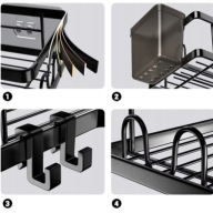 PÓŁKA ŁAZIENKOWA WISZĄCA NAROŻNA POD PRYSZNIC SAMOPRZYLEPNA LOFT 2 SZTUKI
