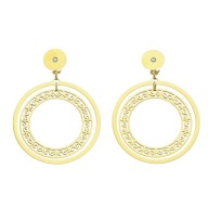 55885 Kolczyki złota stal chirurgiczna greckie ażurowe koła