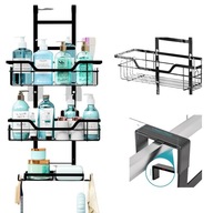 Półka pod prysznic wisząca łazienkowa zawieszana metalowa na szybę