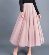 SPÓDNICA maxi tiulowa różowa długa pudrowy róż