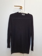 ZARA Knit Sweter z rozcięciem czarny długi r. 36 S