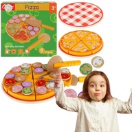 PIZZA DREWNIANA DO KROJENIA UKŁADANKA NA RZEP RZEPY TACA TALERZ NÓŻ DODATKI
