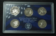 USA - 2002 - stempel lustrzany - zestaw mennica S - 5 monet - 1/4 Dolar